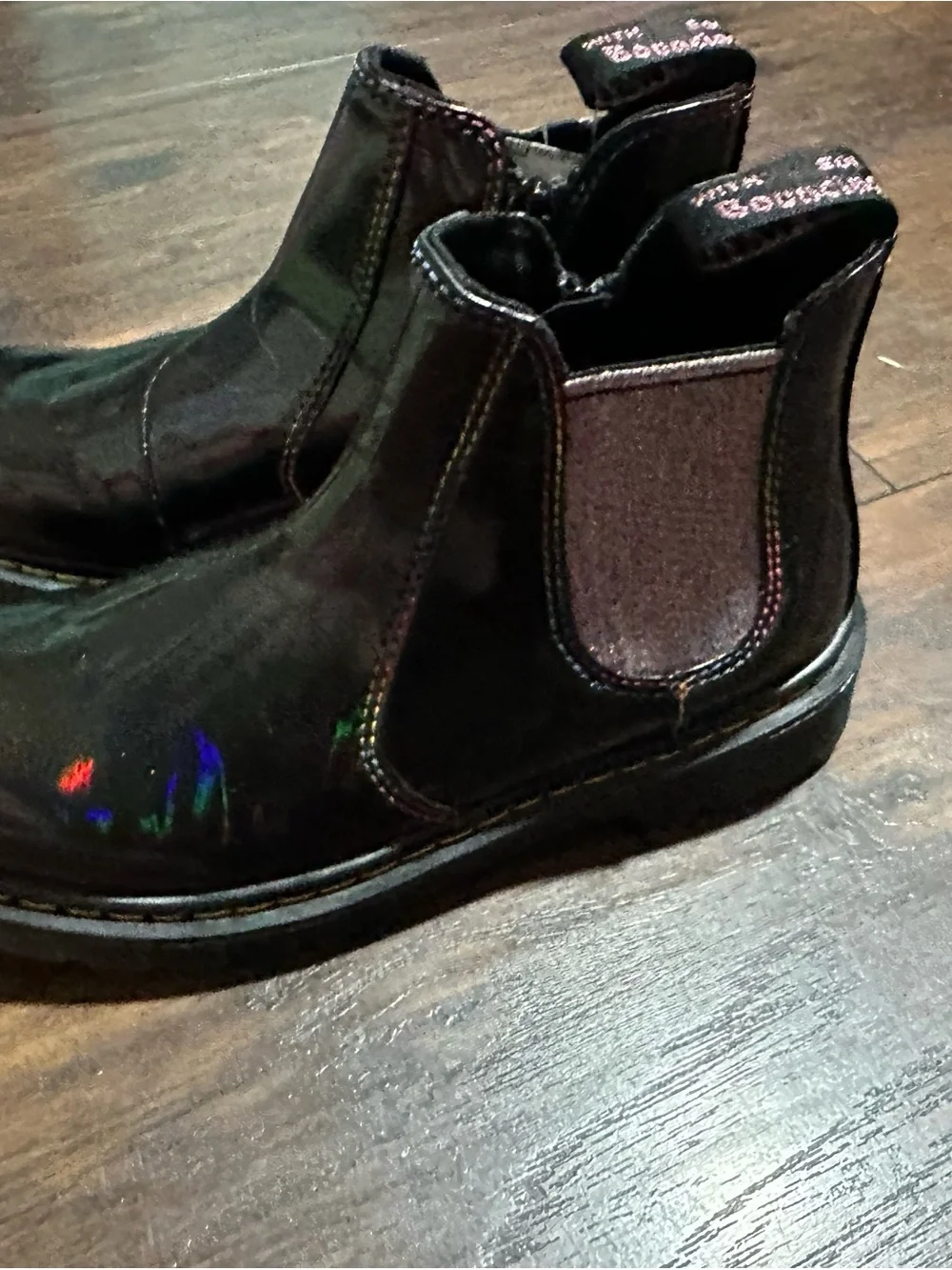 Dr. Martens Kids Black Holographic Chelsea Boots